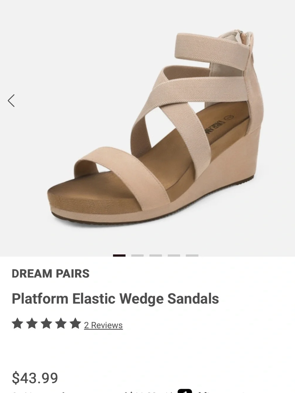 Dream Pairs Nude Elastic Strappy Platform Wedge Sandals